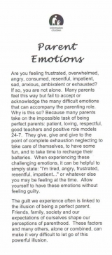 <h5>PARENTS’ EMOTIONS</h5><p>What about those well-meaning in-laws, parents or spouses? How do you deal with overwhelming expectations? Tips on healthy ways to deal with feelings.</p>