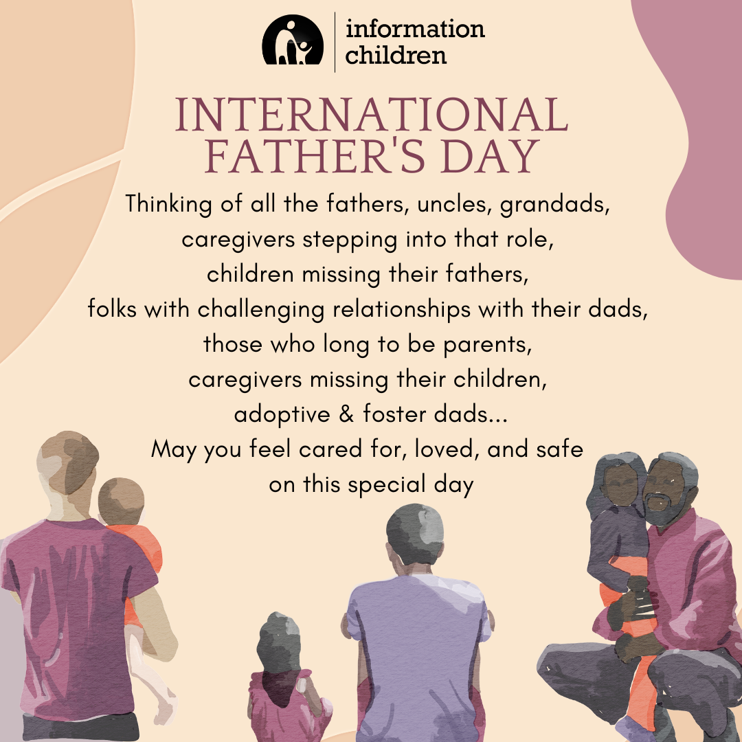 Father's Day message - text with 3 watercolour images of parents holding their young children