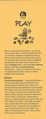 <h5>THE IMPORTANCE OF PLAY</h5><p>How does play foster infants’, toddlers’, and preschoolers’ development? Play and physical development. Play and language development. Play and cognitive development. Play and socio-emotional development.</p>